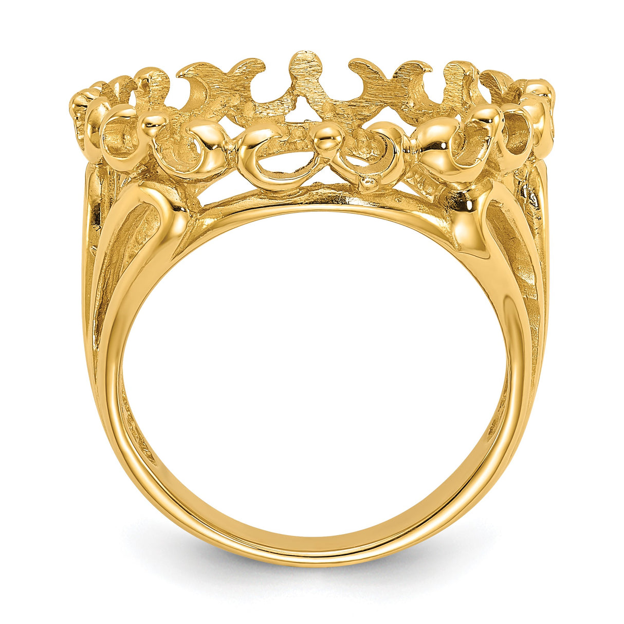 18 mm 14k Yellow Gold coin bezel ring for US 10¢ Dime - Mercury — alternate view