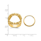 18 mm 14k Yellow Gold coin bezel ring for US 10¢ Dime - Mercury — size reference (ruler)