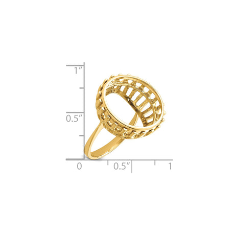 18 mm 14k Yellow Gold coin bezel ring for US 10¢ Dime - Mercury — size reference (ruler)
