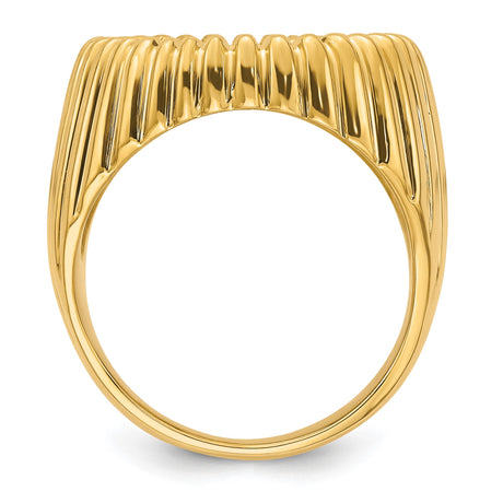 18 mm 14k Yellow Gold coin bezel ring for US 10¢ Dime - Mercury — alternate view