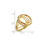 18 mm 14k Yellow Gold coin bezel ring for US 10¢ Dime - Mercury — size reference (ruler)