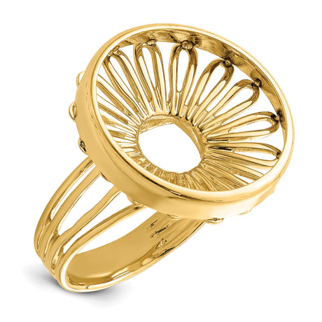 18 mm 14k Yellow Gold coin bezel ring for US 10¢ Dime - Mercury