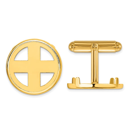 18 mm 14k Yellow Gold coin bezel cuff links for US 10¢ Dime - Roosevelt