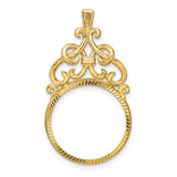 18 mm 14k Yellow Gold coin bezel pendant for US 10¢ Dime - Roosevelt