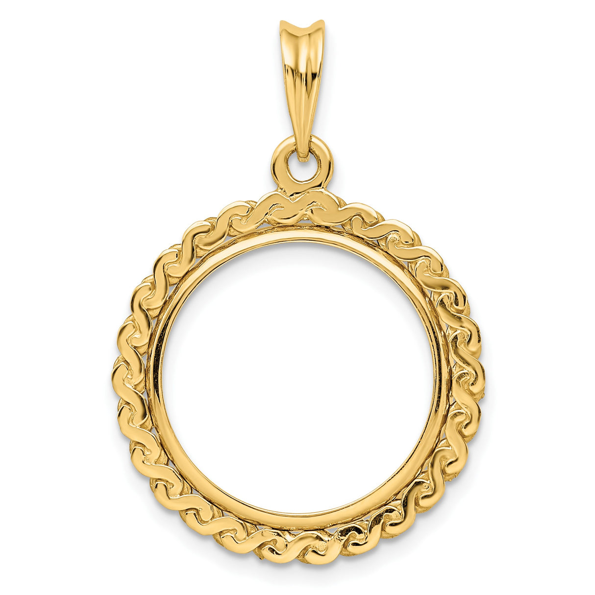 18 mm 14k Yellow Gold coin bezel pendant for US 10¢ Dime - Roosevelt