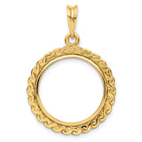 18 mm 14k Yellow Gold coin bezel pendant for US 10¢ Dime - Roosevelt