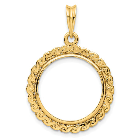 18 mm 14k Yellow Gold coin bezel pendant for US 10¢ Dime - Roosevelt