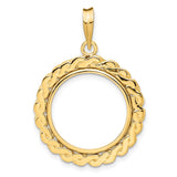 18 mm 14k Yellow Gold coin bezel pendant for US 10¢ Dime - Roosevelt