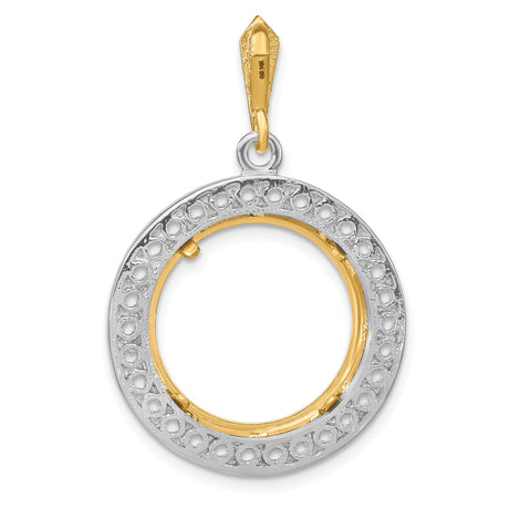 18 mm 14k Multi-Tone Gold coin bezel pendant for US 10¢ Dime - Roosevelt — additional image