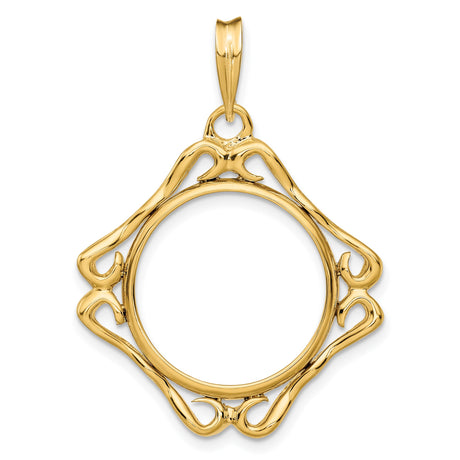 18 mm 14k Yellow Gold coin bezel pendant for US 10¢ Dime - Roosevelt