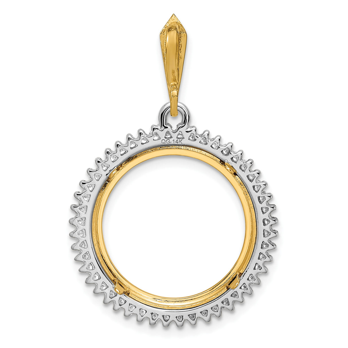 18 mm 14k Multi-Tone Gold coin bezel pendant for US 10¢ Dime - Roosevelt — additional image