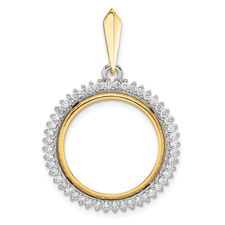 18 mm 14k Multi-Tone Gold coin bezel pendant for US 10¢ Dime - Roosevelt