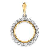 18 mm 14k Multi-Tone Gold coin bezel pendant for US 10¢ Dime - Roosevelt