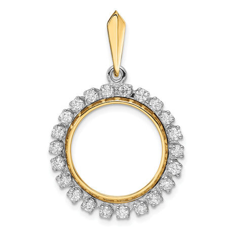 18 mm 14k Multi-Tone Gold coin bezel pendant for US 10¢ Dime - Roosevelt