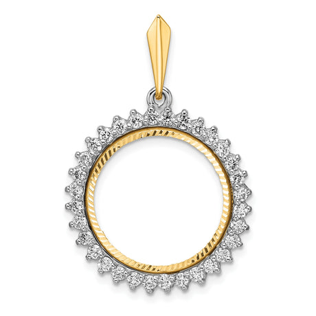 18 mm 14k Multi-Tone Gold coin bezel pendant for US 10¢ Dime - Roosevelt