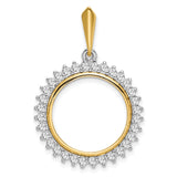 18 mm 14k Multi-Tone Gold coin bezel pendant for US 10¢ Dime - Roosevelt