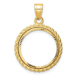 18 mm 14k Yellow Gold coin bezel pendant for US 10¢ Dime - Roosevelt