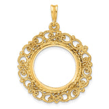 18 mm 14k Yellow Gold coin bezel pendant for US 10¢ Dime - Roosevelt — additional image