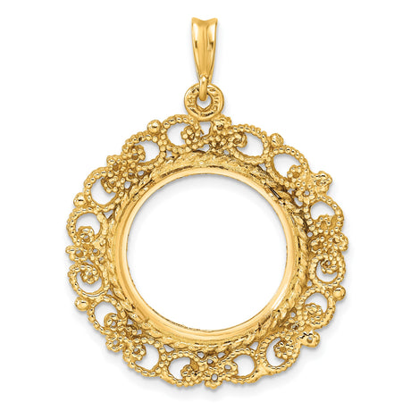 18 mm 14k Yellow Gold coin bezel pendant for US 10¢ Dime - Roosevelt — additional image