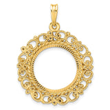 18 mm 14k Yellow Gold coin bezel pendant for US 10¢ Dime - Roosevelt