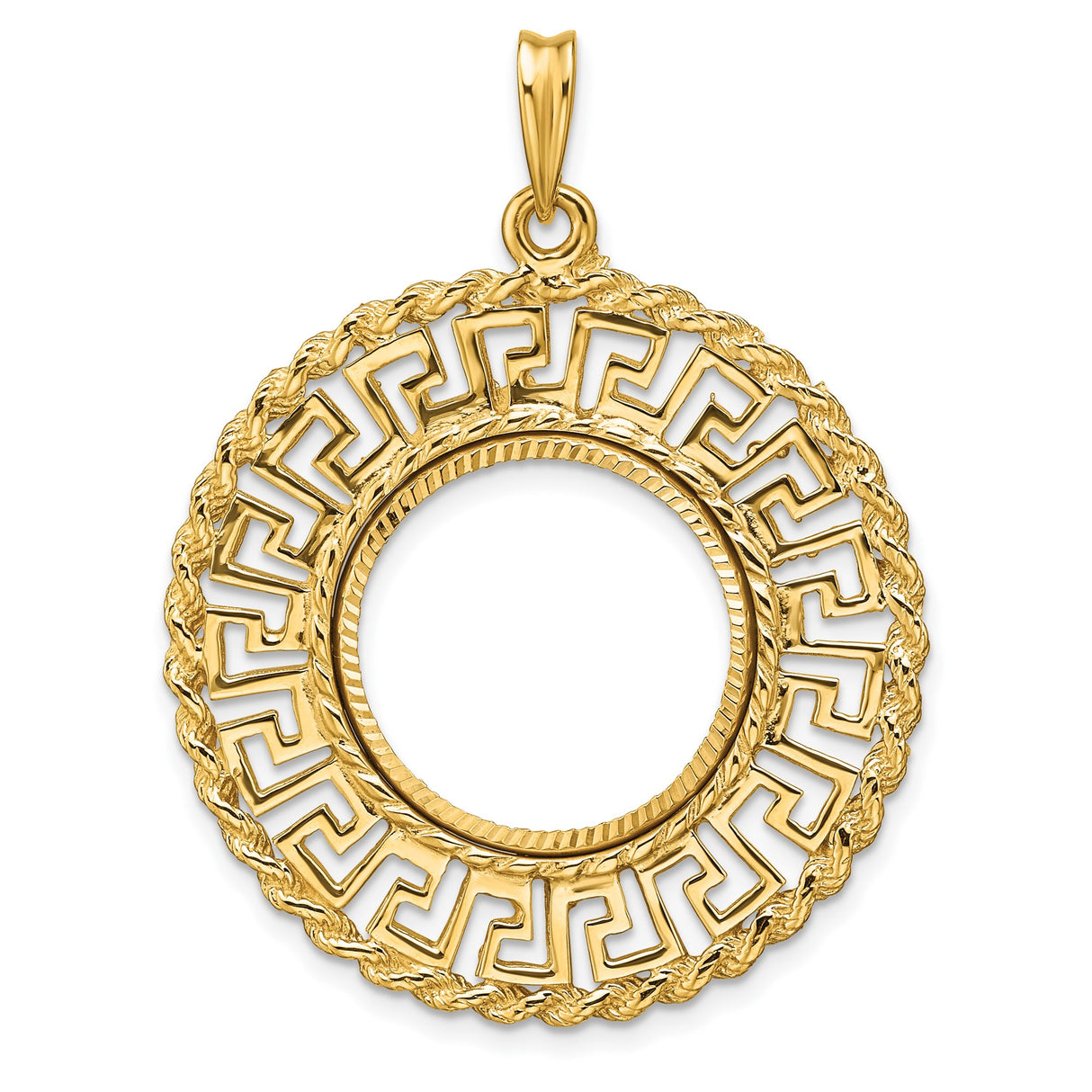 18 mm 14k Yellow Gold coin bezel pendant for US 10¢ Dime - Roosevelt