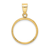 18 mm 10k Yellow Gold coin bezel pendant for US 10¢ Dime - Roosevelt