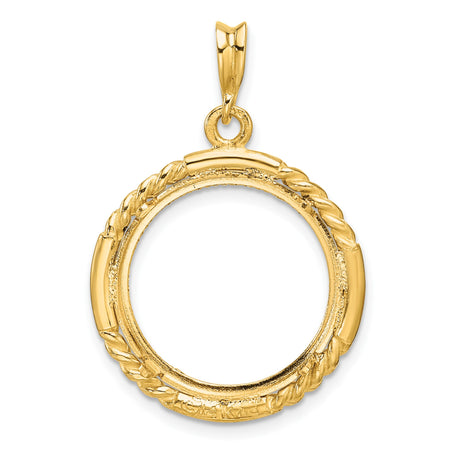 18 mm 14k Yellow Gold coin bezel pendant for US 10¢ Dime - Roosevelt — additional image