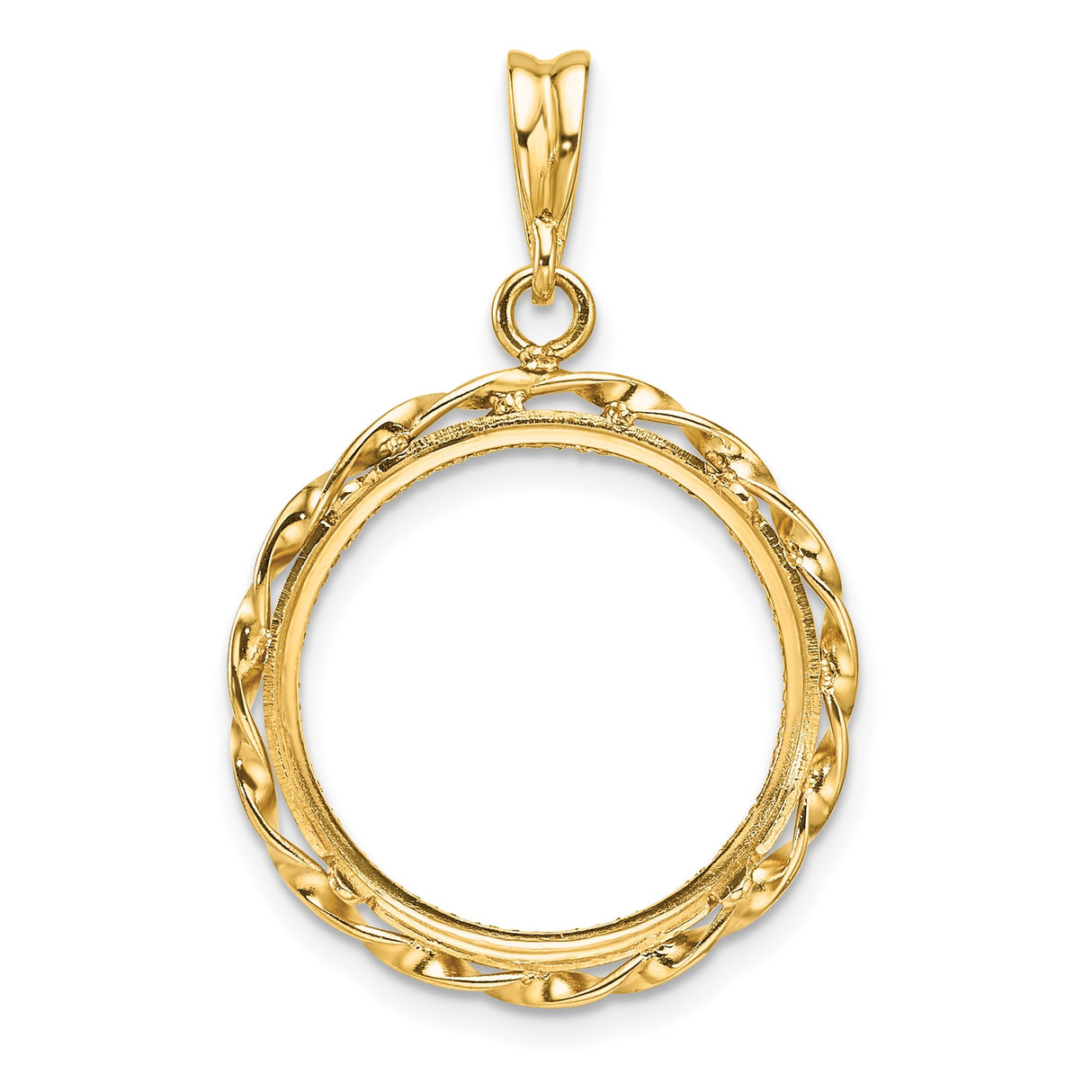 18 mm 14k Yellow Gold coin bezel pendant for US 10¢ Dime - Roosevelt — additional image