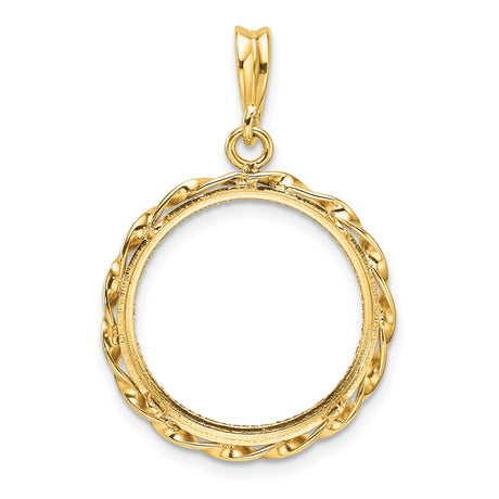 18 mm 14k Yellow Gold coin bezel pendant for US 10¢ Dime - Roosevelt — additional image
