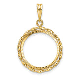 18 mm 14k Yellow Gold coin bezel pendant for US 10¢ Dime - Roosevelt