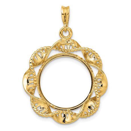 18 mm 14k Yellow Gold coin bezel pendant for US 10¢ Dime - Roosevelt — additional image