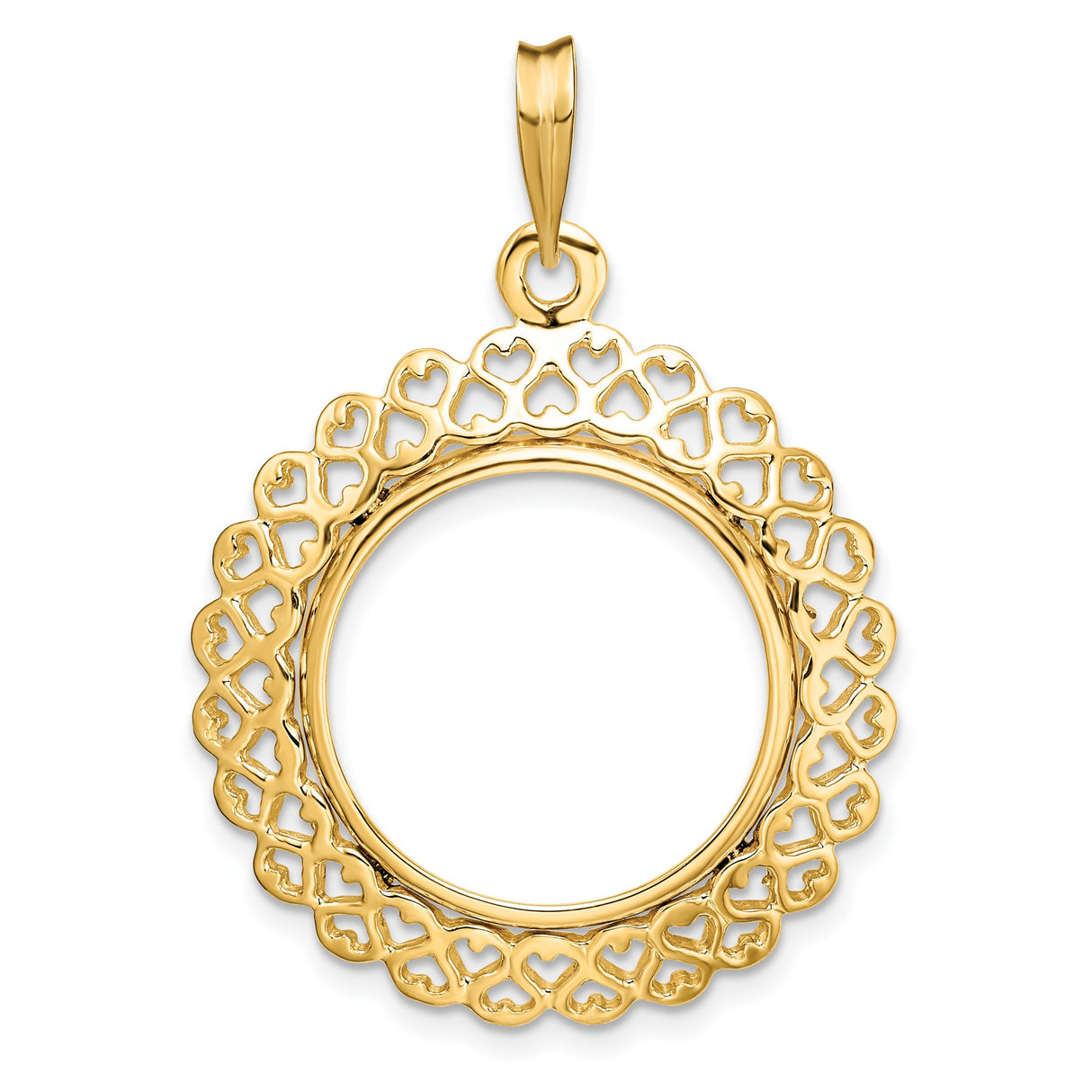 18 mm 14k Yellow Gold coin bezel pendant for US 10¢ Dime - Roosevelt