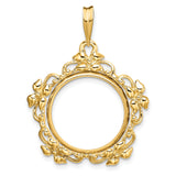 18 mm 14k Yellow Gold coin bezel pendant for US 10¢ Dime - Roosevelt