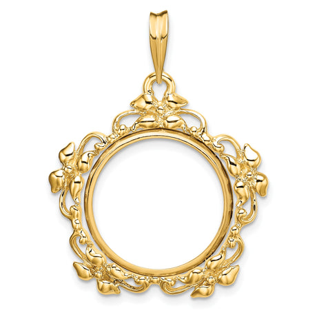 18 mm 14k Yellow Gold coin bezel pendant for US 10¢ Dime - Roosevelt