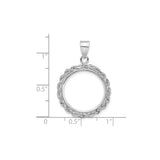 18 mm 14k White Gold coin bezel pendant for US 10¢ Dime - Roosevelt — size reference (ruler)