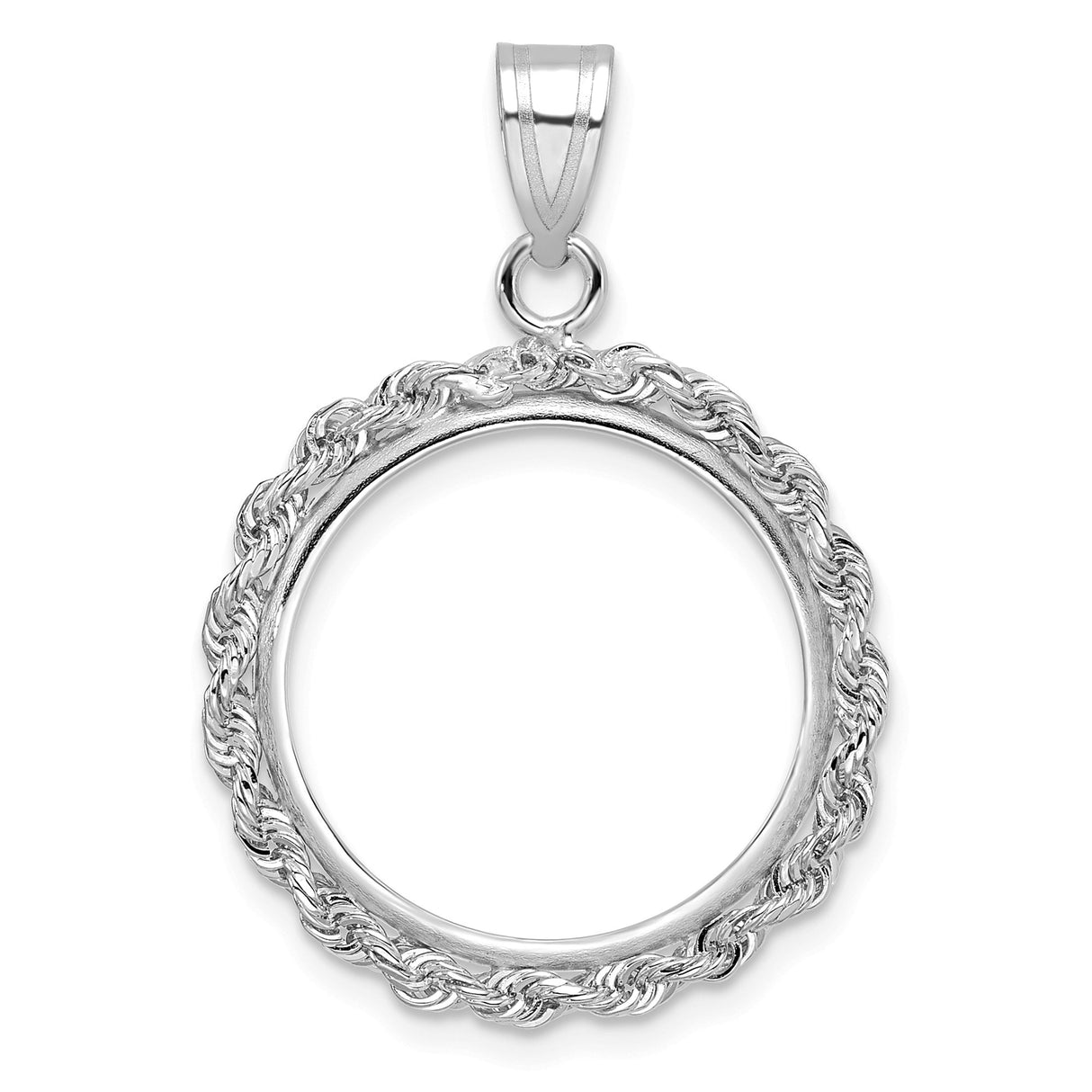 18 mm 14k White Gold coin bezel pendant for US 10¢ Dime - Roosevelt