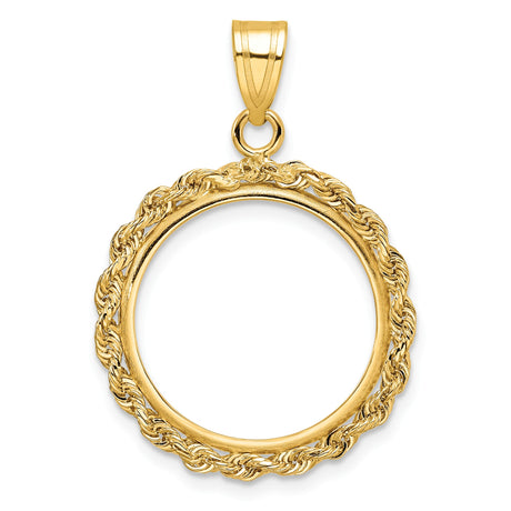 18 mm 14k Yellow Gold coin bezel pendant for US 10¢ Dime - Roosevelt