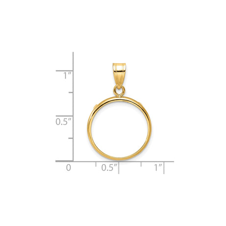 18 mm 14k Yellow Gold coin bezel pendant for US 10¢ Dime - Roosevelt — size reference (ruler)