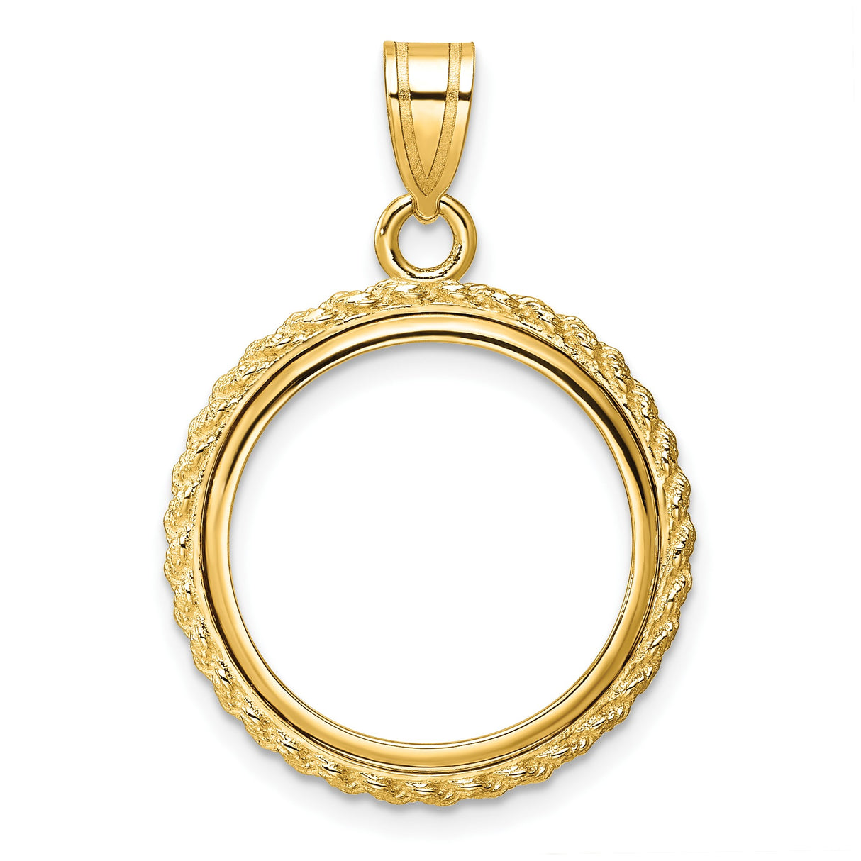 18 mm 14k Yellow Gold coin bezel pendant for US 10¢ Dime - Roosevelt