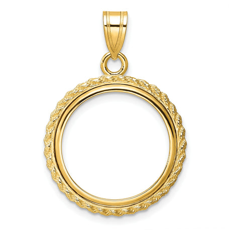 18 mm 14k Yellow Gold coin bezel pendant for US 10¢ Dime - Roosevelt