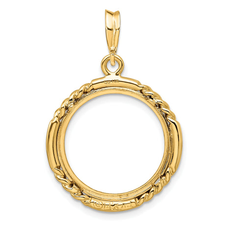 18 mm 14k Yellow Gold coin bezel pendant for US 10¢ Dime - Roosevelt — additional image