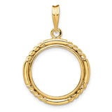 18 mm 14k Yellow Gold coin bezel pendant for US 10¢ Dime - Roosevelt