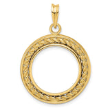 18 mm 14k Yellow Gold coin bezel pendant for US 10¢ Dime - Roosevelt