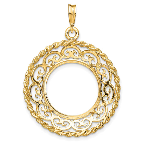 18 mm 14k Yellow Gold coin bezel pendant for US 10¢ Dime - Roosevelt — additional image