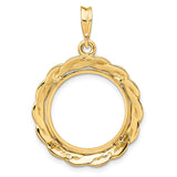 18 mm 14k Yellow Gold coin bezel pendant for US 10¢ Dime - Roosevelt — additional image