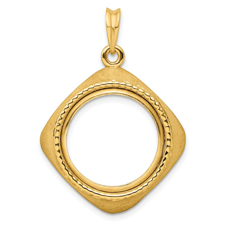 18 mm 14k Yellow Gold coin bezel pendant for US 10¢ Dime - Roosevelt