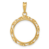 18 mm 14k Yellow Gold coin bezel pendant for US 10¢ Dime - Roosevelt