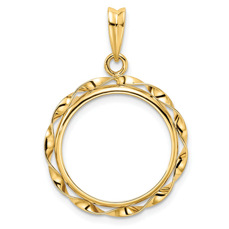 18 mm 14k Yellow Gold coin bezel pendant for US 10¢ Dime - Roosevelt