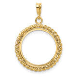 18 mm 14k Yellow Gold coin bezel pendant for US 10¢ Dime - Roosevelt — additional image