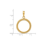 18 mm 14k Yellow Gold coin bezel pendant for US 10¢ Dime - Roosevelt — size reference (ruler)